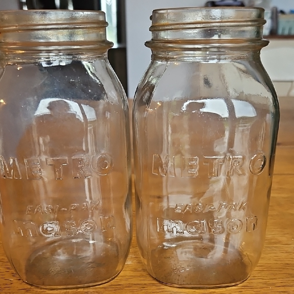 Metro Transparent Glass Mason Jars - Pair